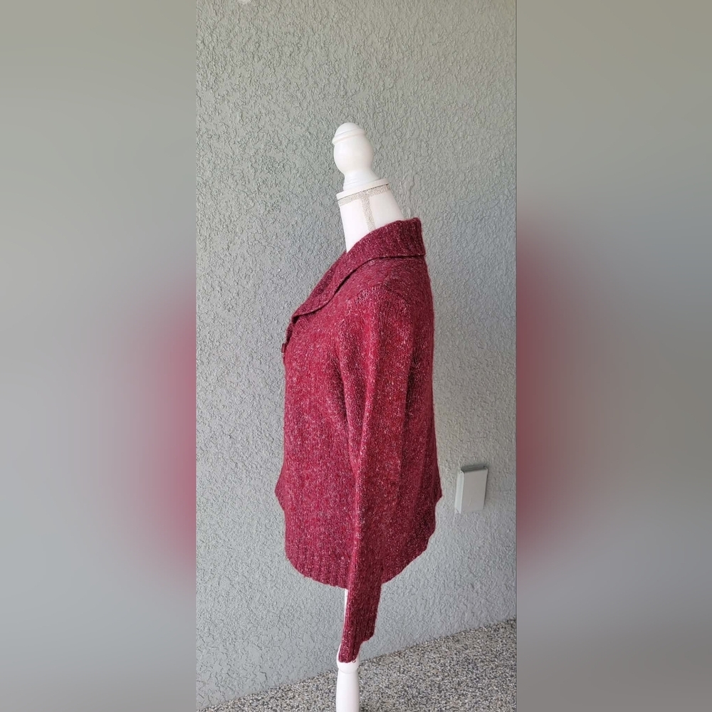 L.L. Bean Women's Burgundy Cowl Neck Sweater Wool Blend - Picture 2 of 4